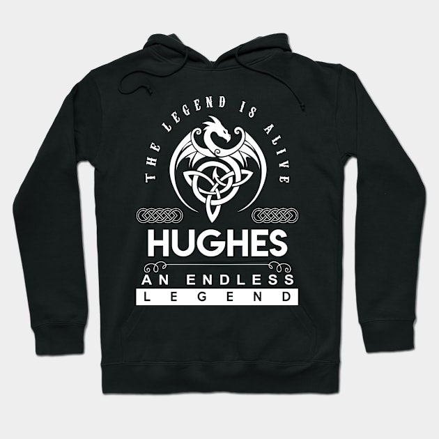 Hughes Name T Shirt - The Legend Is Alive - Hughes An Endless Legend Dragon Gift Item Hoodie by riogarwinorganiza